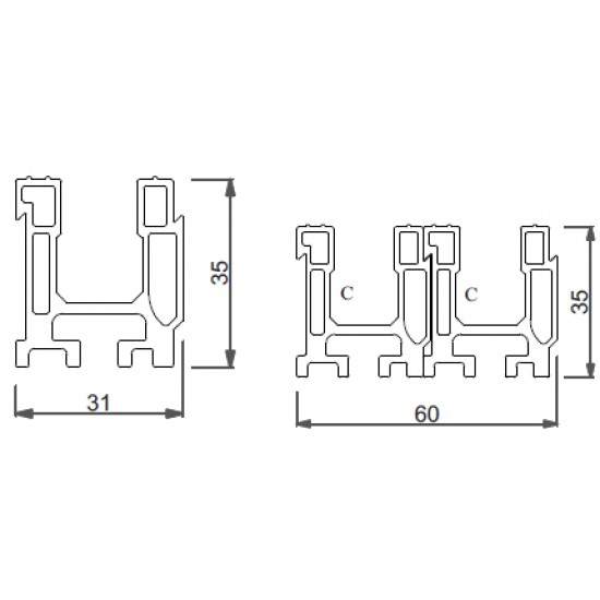 ALUMINIUM SILL 19232 2PT-2PC A2
W=947gr/m - C00000003832