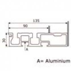Aluminium self supporting bottom track with two grooves