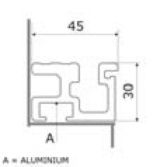 Aluminium bottom track with one groove, 45mm - C124AEYA
